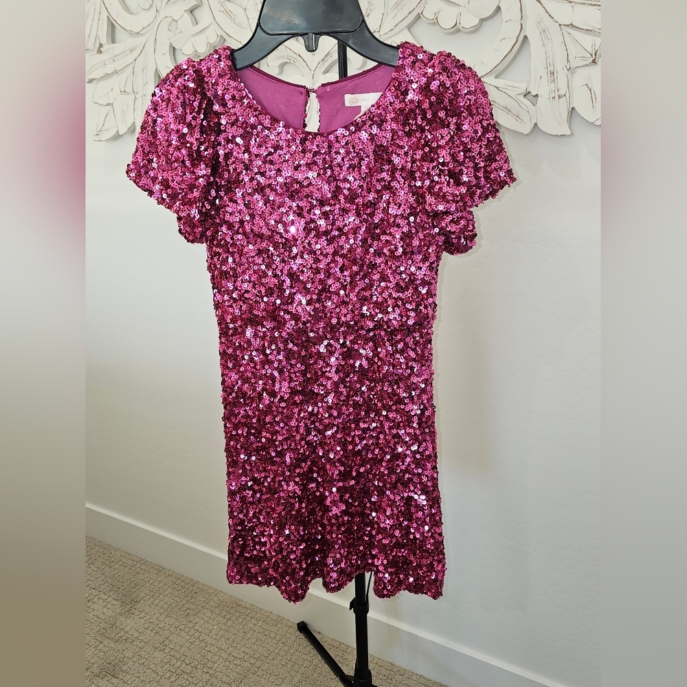 gb girls Pink Sequin Formal Classy Lined Dress Girl's Size Large NWT